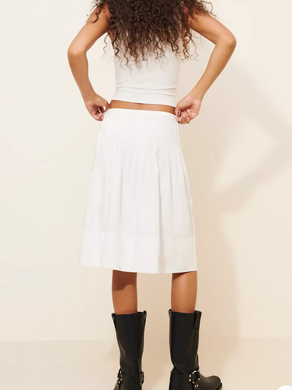 Free People Peyton Pleated Pintuck Cotton Poplin Skirt - Picture 2 of 12